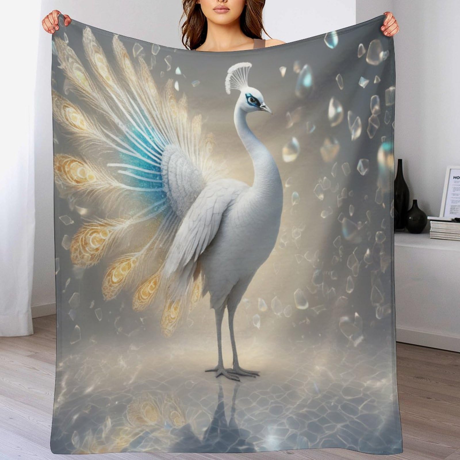 Couverture douce et chaude Paon flanelle 140x180cm contre le froid du salon
