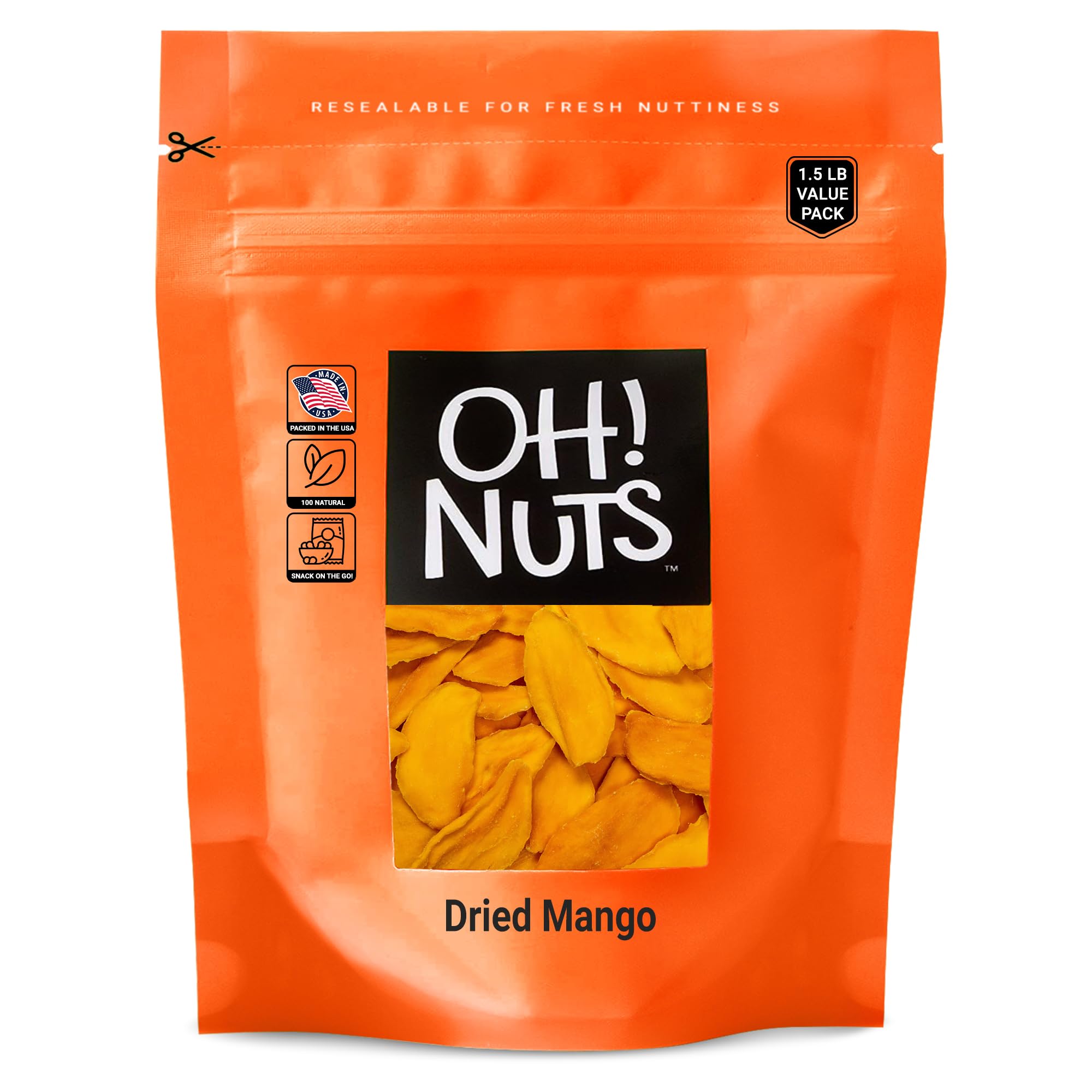 Sponsored Ad - Oh! Nuts Dried Mango - Dehydrated Mango Slices - Dried Mango Fruit - 1 lb - Packed in New York Zip-Seal Bag for Exceptional Freshness