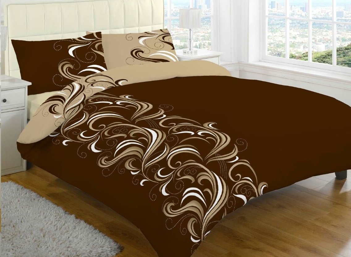 Casa D'Or Swirl Duvet Covers Set Bedding Set Quilt Covers Set Bedding Set - King, Chocolate