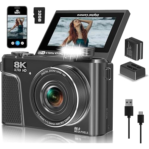 8K Digital Camera for Photography, Vlogging Camera for YouTube with WiFi