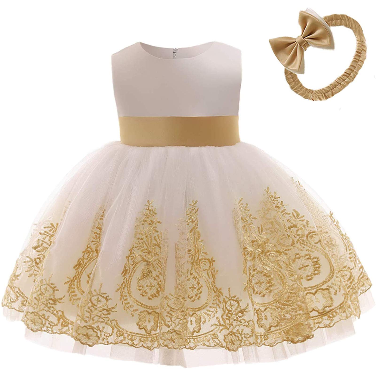 Amazon.com: with Dress Tutu Gown Baby Dress Bowknot Girl Party Lace Toddler  Headwear Pageant Girls Girls (Gold, 12-18 Months): Clothing, Shoes & Jewelry