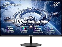 ArcticPro 22 Inch 100Hz Full HD Monitor 1920x1080p, 105% sRGB, 3000:1 Contrast, Frameless Slim Bezel, VESA HDMI VGA Eye Care