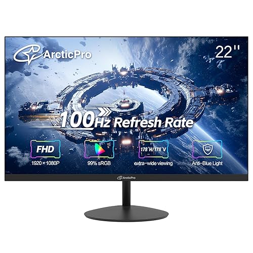 ArcticPro 22 inch Class Thin Full HD (1920 x 1080p) Computer Monitor, 100Hz Refresh Rate, 99% sRGB, 3-Sided Frameless, Ultra Slim, VESA, LowBlue Mode, Tilt Adjust, HDMI *1, VGA*1 - 22 inch FHD - 22'' 100Hz VA
