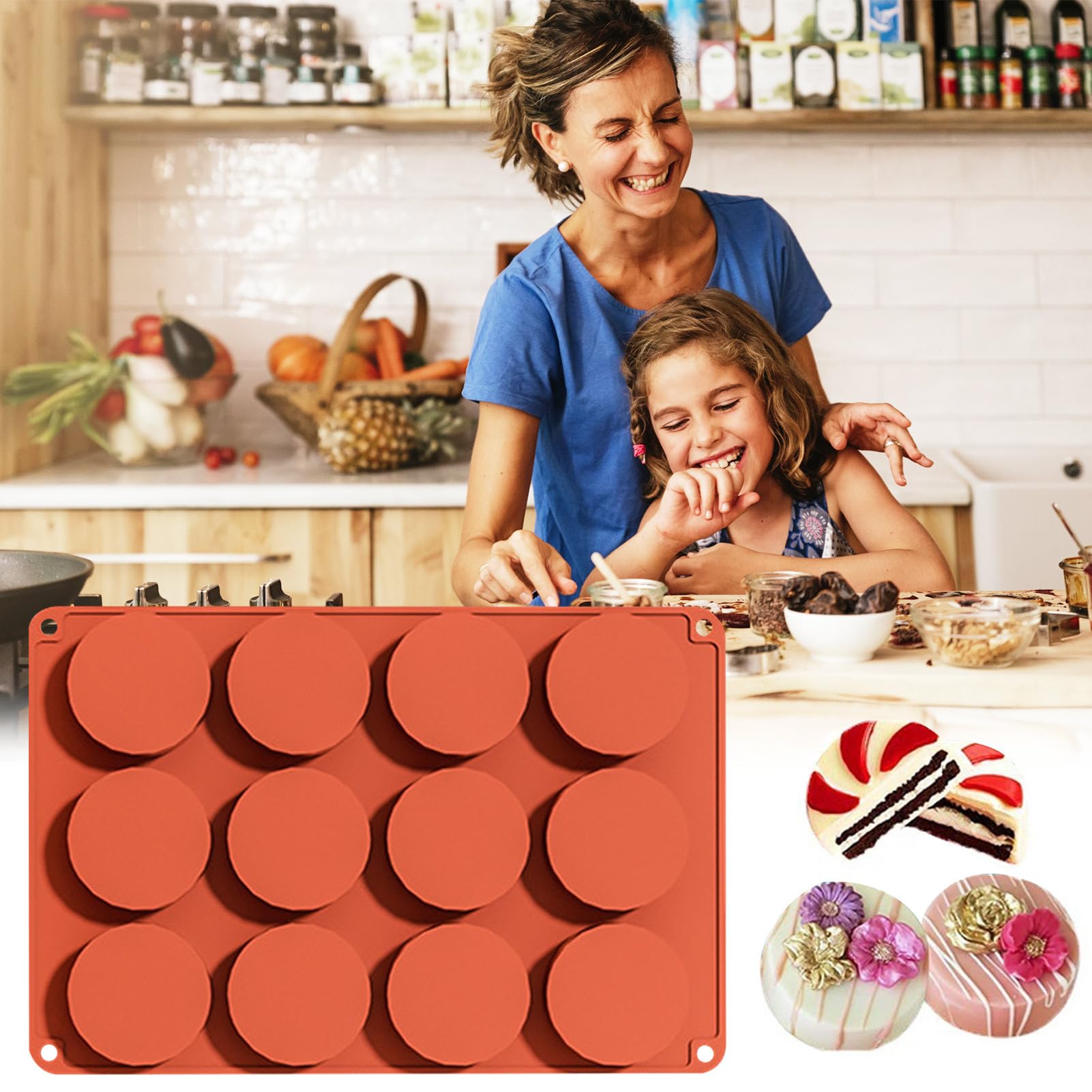 Silikon-Kuchenform, Süßigkeitenformen aus Silikon-Kuchen-Puck-Form aus mit | 12 Mulden,Schokoladenformen, Kuchenform für, Pudding, Kuchen machen, Schokolade