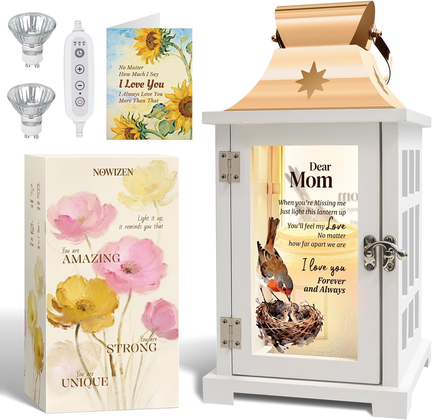 Gifts for Mom from Daughter, Flameless Candle Warmer Lamp with Timer - Elegant Wood and Glass Wax Melter Home Decor