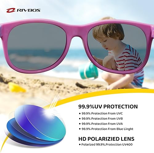 Miniatura 3 de Lentes de sol de goma Rivbos RBK004, flexibles, para niños lentes para bebés y niños de 3-10 (vidrio espejado disponible).