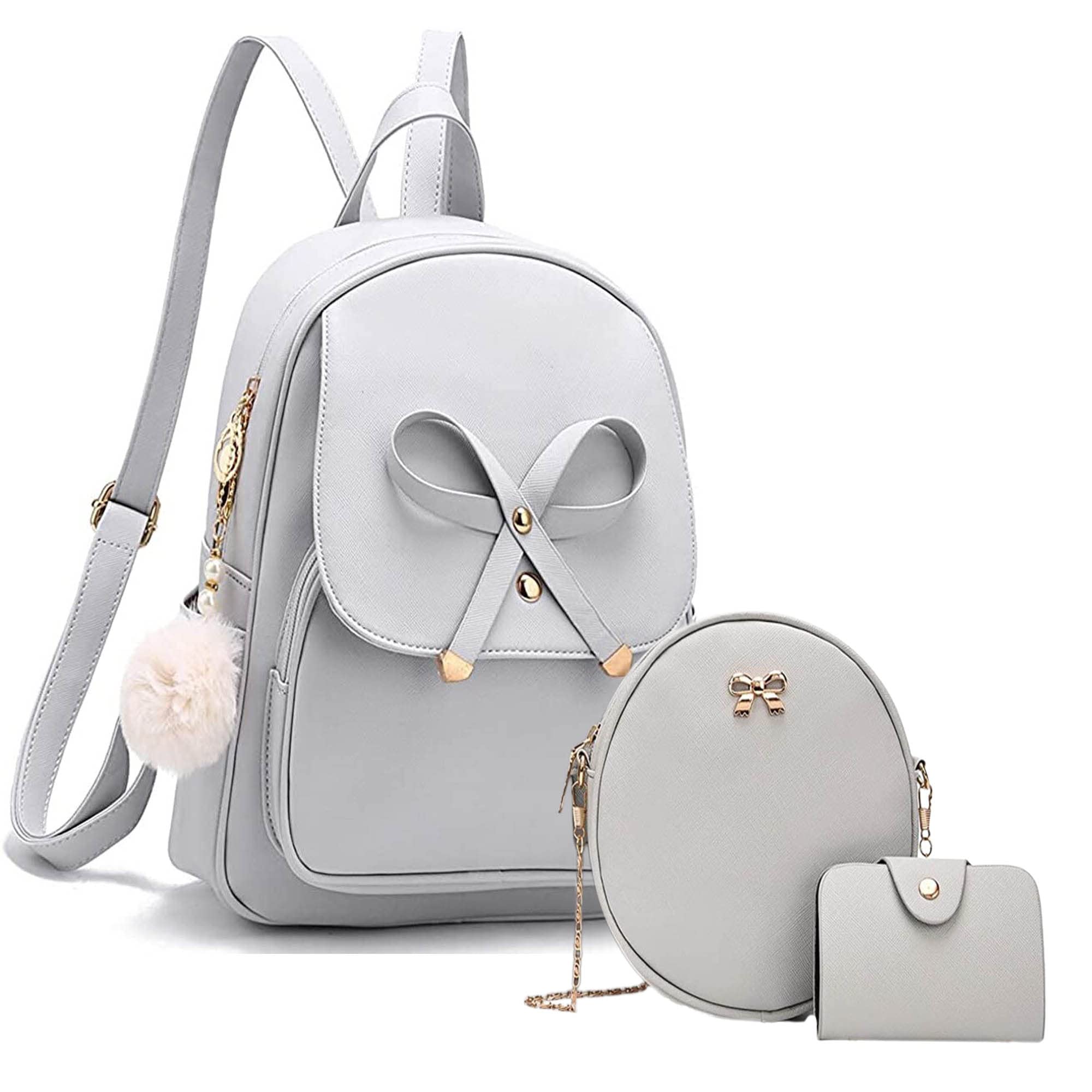 floki Fashion Girls 3-PCS Fashion Cute Mini Leather Backpack Sling & Pouch Set for Women/Gift for Girl (l Grey) (B0C4MQCCKN) Amazon Price History, Amazon Price Tracker