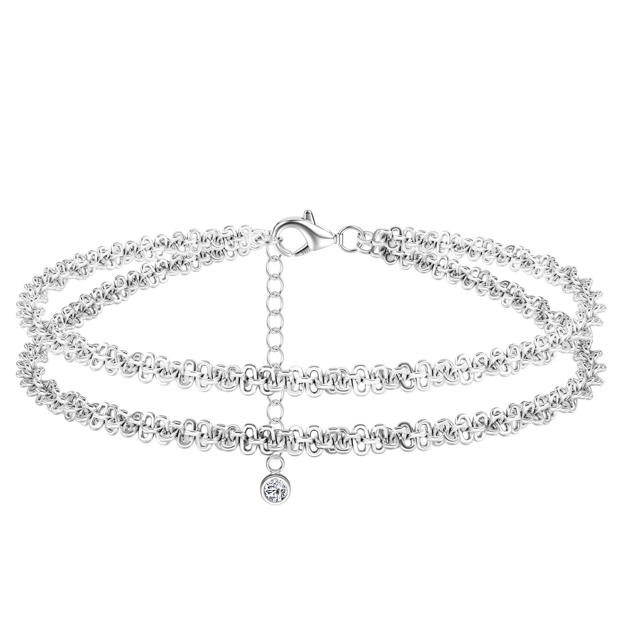 CASSIECA Cavigliere da Donna, Cavigliera Donna Argento 925 Cavigliere Donna Regolabili Cavigliere Argento per Donne Ragazze Stratificate Cavigliere Argento Cavigliere Impermeabili Gioielli Spiaggia