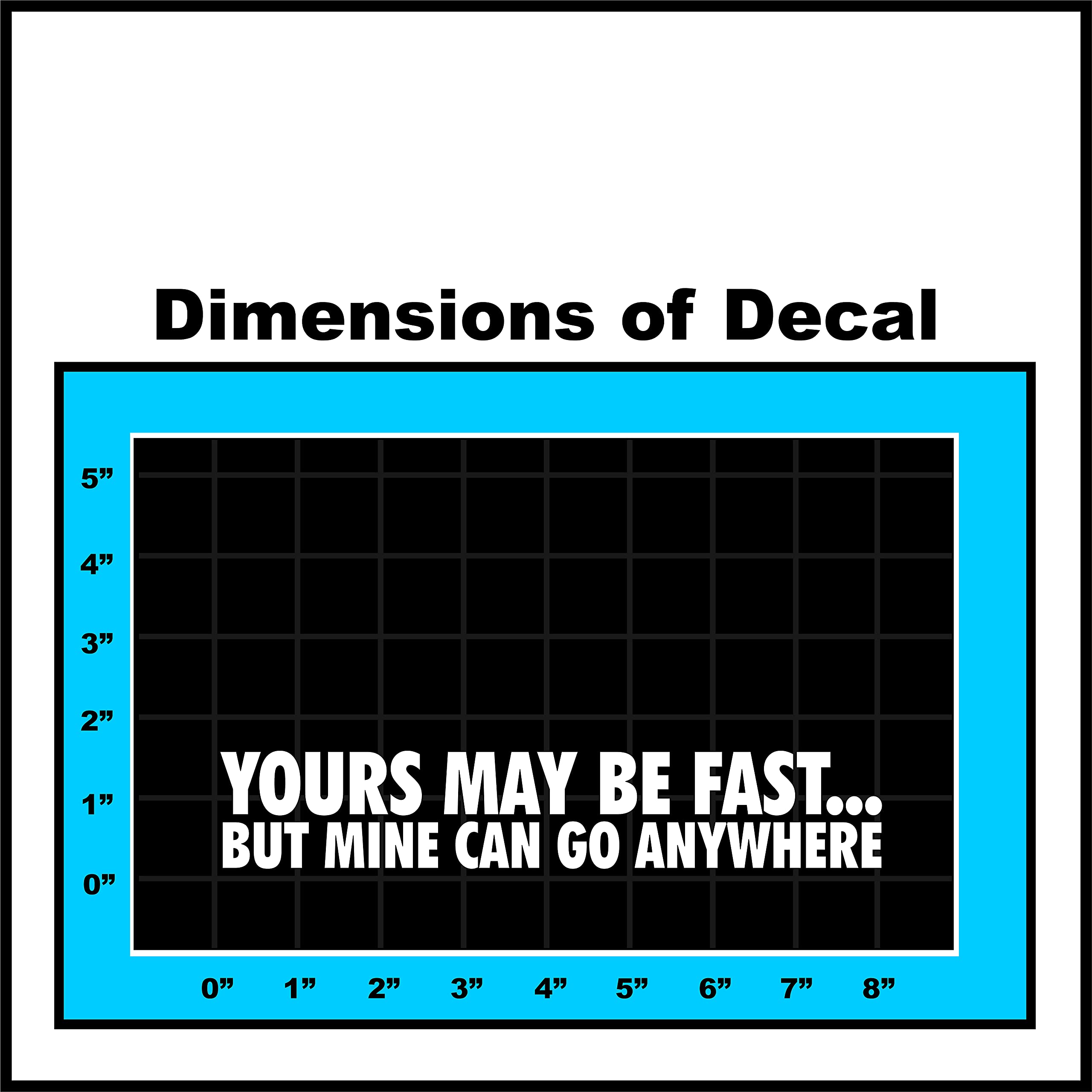 Sticker Connection | Yours May be Fast But Mine Can go Anywhere | Bumper Offroad Sticker Decal for Car, Truck, Window, Laptop | 1.4