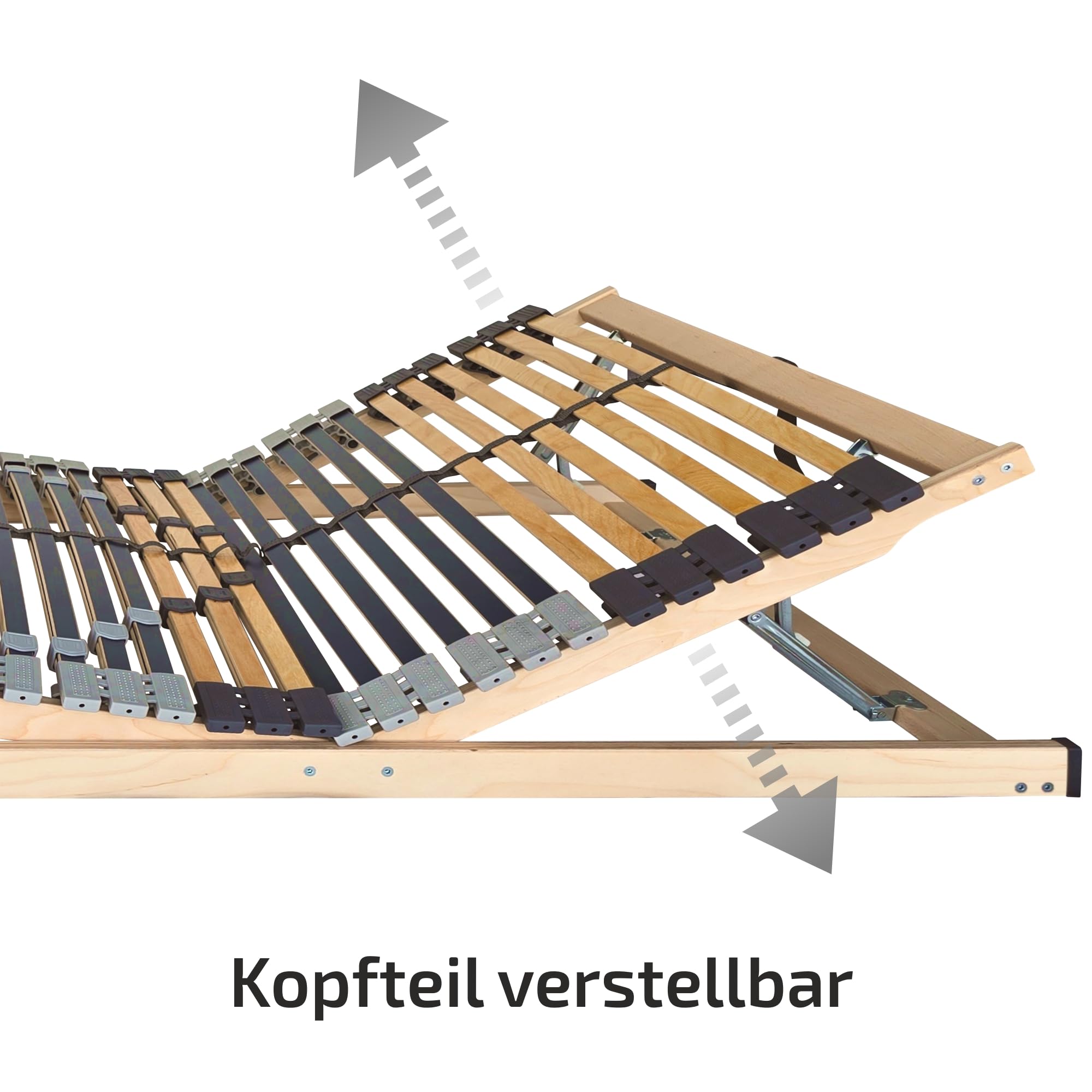 Matratzen Perfekt 7-Zonen Lattenrost 120x200cm Verstellbar 8,5 cm Hoch | Kopf- und Fußteil höhenverstellbar fertig montiert 42 Leisten Schichtholz Made in Germany belastbar 200 kg