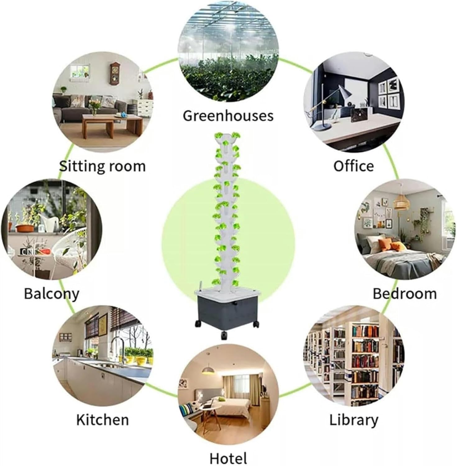 Garden Hydroponic Growing System 15/20/25/30 Pods Hydroponics Tower Aquaponics Planting System with Hydrating Pump, Adapter, Net Pots, Timer