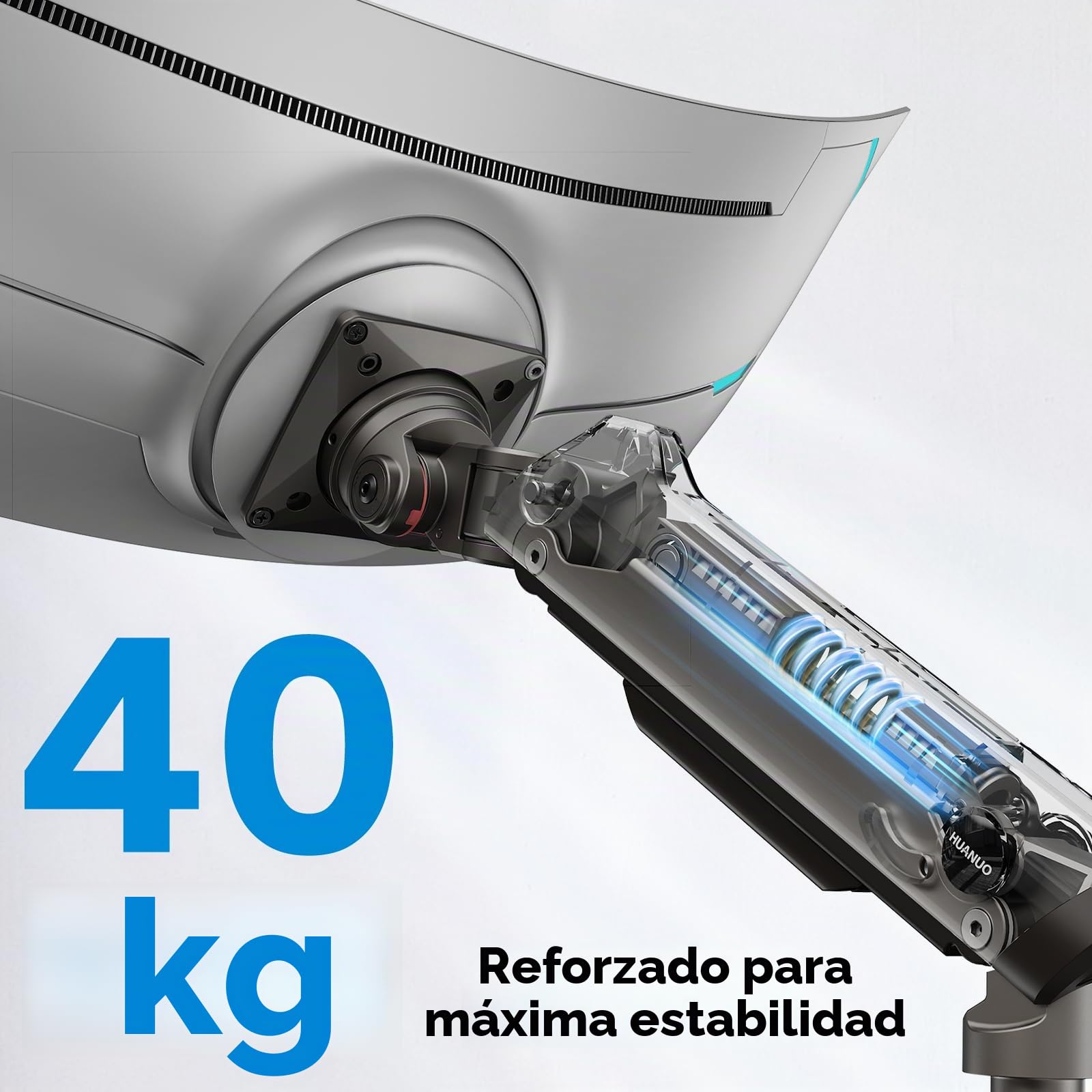 HUANUO Soporte para Dos Monitores para Pantal Ultraanch 13-49”, hasta 18kg, Brazo Monitor Doble Aluminio Resist y Extra Alto, Soporte Monitor Doble Apilado Vert y Total Ajustable, VESA Máx 100x100mm