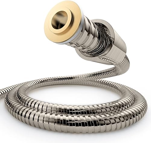HOPOPRO NBC News - Manguera de ducha de mano universal de acero inoxidable de 59 pulgadas de largo, con inserto de latón y tuerca, fácil instalación