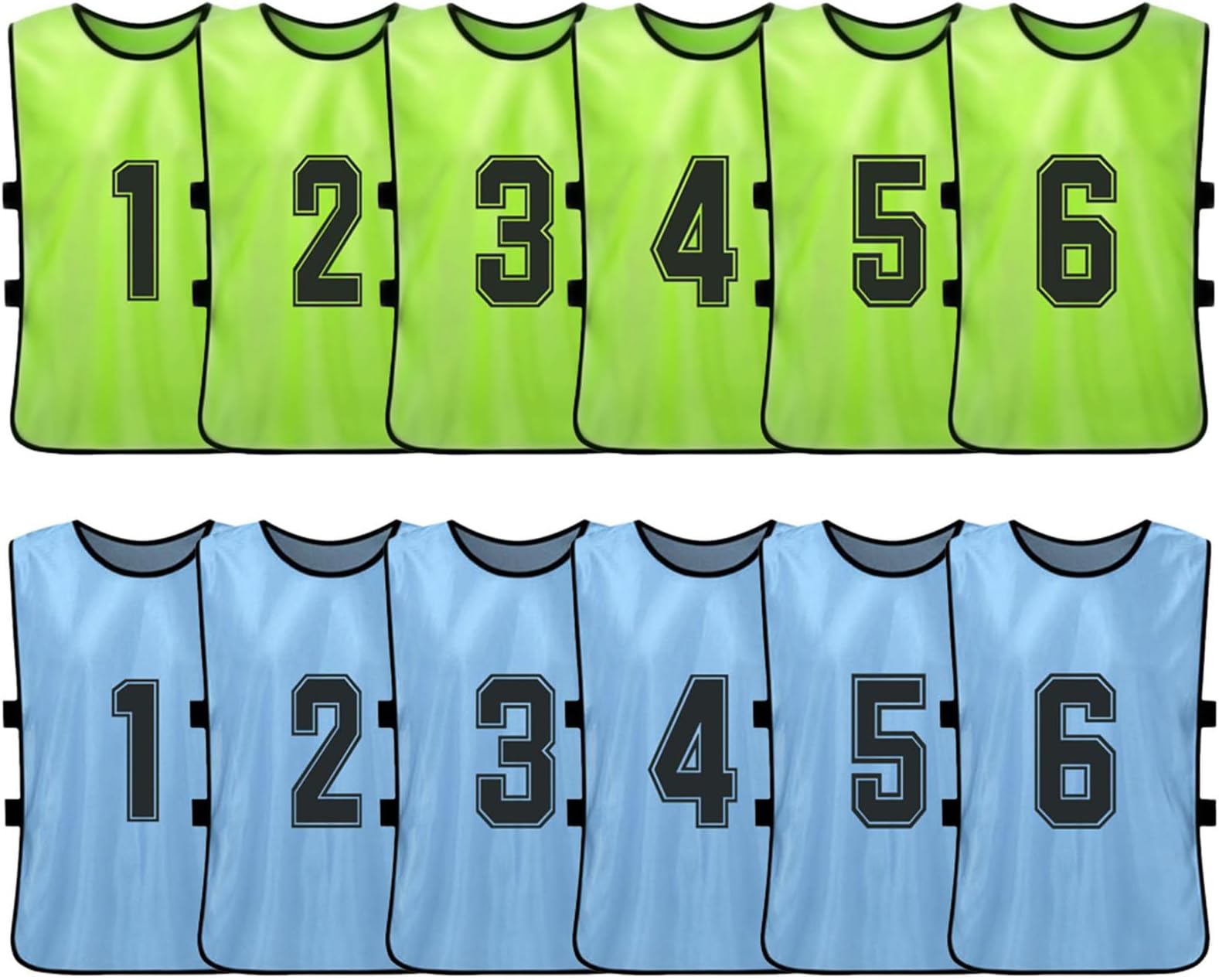โ 12 PCS Adults Soccer Pinnies Quick Drying Football Team Jerseys Sports Scrimmage Soccer Team Training Numbered Bibs Practice Sports Vest
