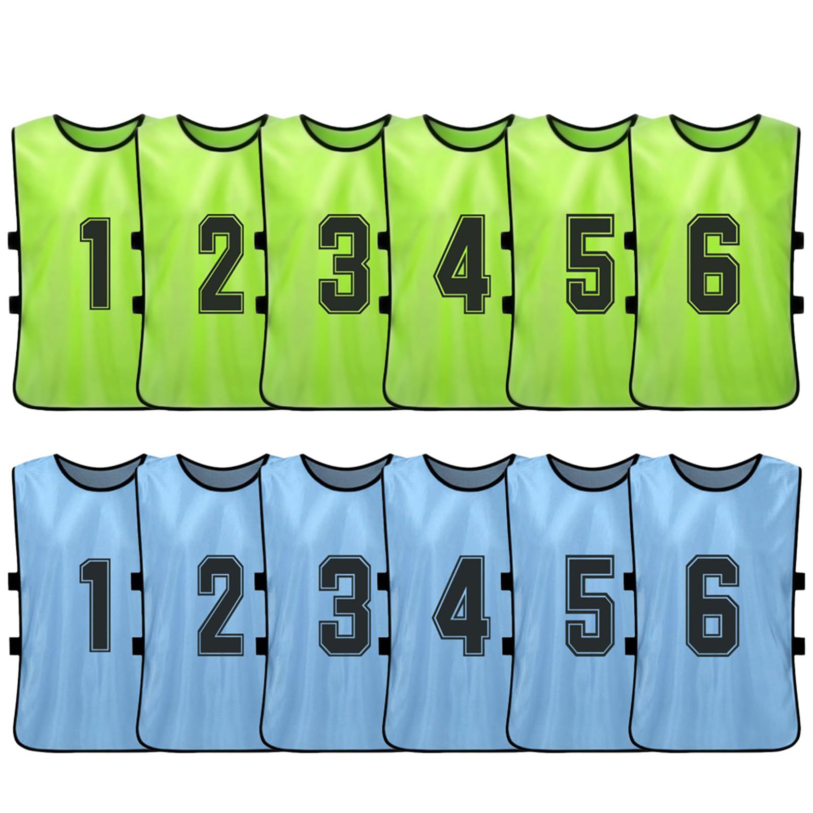 12 PCS Adults Soccer Pinnies Quick Drying Football Team Jerseys Sports Scrimmage Soccer Team Training Numbered Bibs Practice Sports Vest