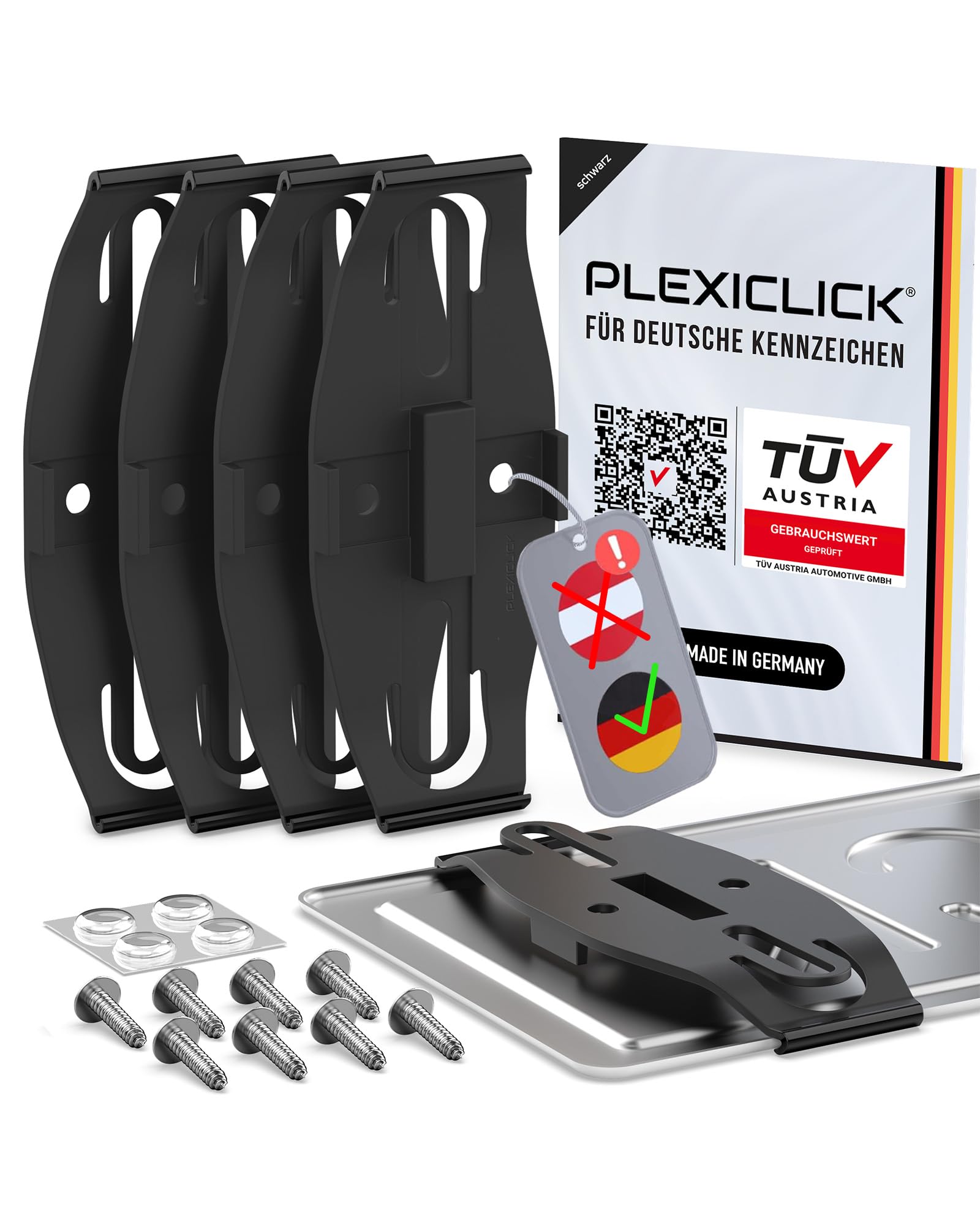 Frameless Licence Plate Holder in Black, Frameless Number Plate Holder, Invisible, Vehicle Care, German Licence Plate Only