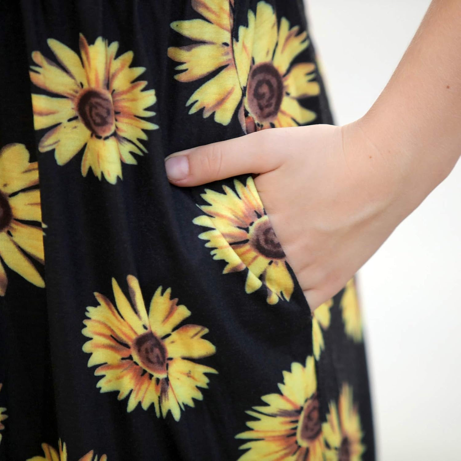 GORLYA Girl's Short Sleeve Patchwork Floral Print Loose Casual Long Maxi Dress with Pockets for 4-12 Years Kids - Image 6