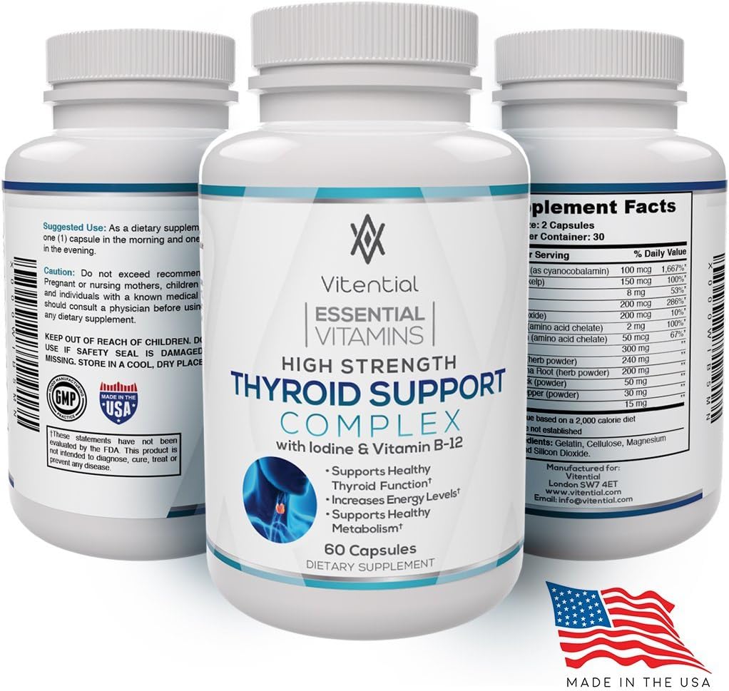 Best Thyroid Support for Hypothyroidism – Give Your Underactive Thyroid and Metabolism a Boost and Increase Your Energy Levels Naturally with a Blend of Vitamin B12, Iodine and Kelp.