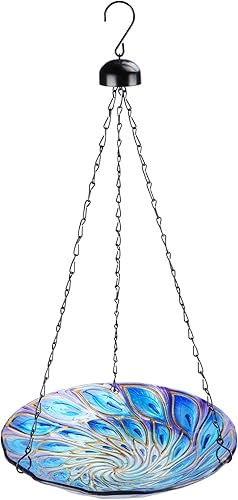 VCUTEKA Baños Colgantes para Pájaros al Aire Libre, Comedero y Bebedero de Cristal para Pavo Real para Decoración de Jardín y Patio