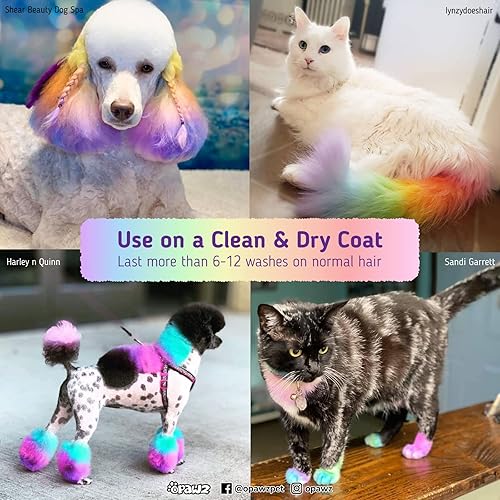 Miniatura 3 de OPAWZ Tinte para pelo de perro semipermanente, tinte para perros con pigmento de grado alimenticio, tinte para mascotas no tóxico para perros, gatos