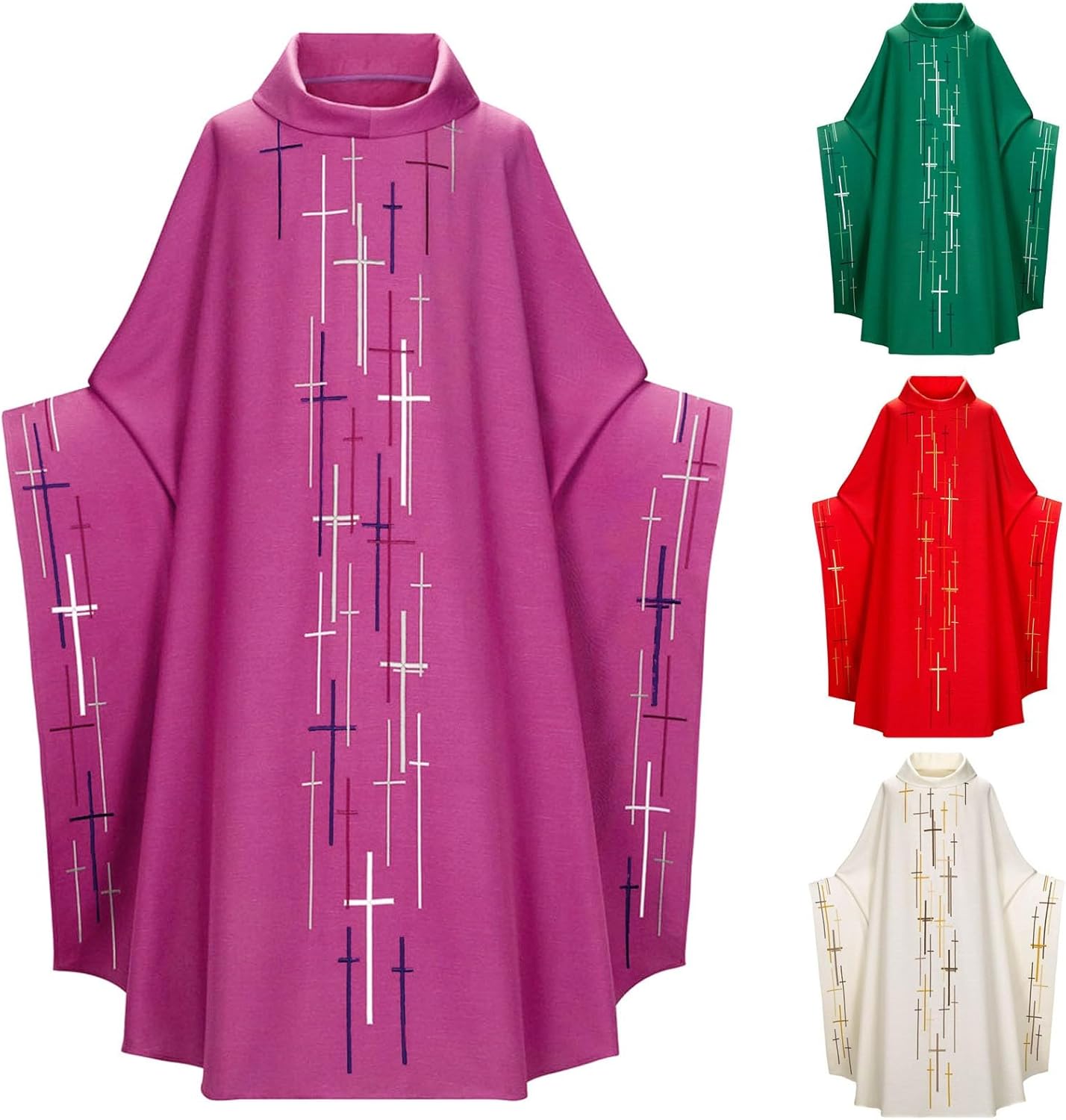 Oplxuo Womens Adult Priest Pastor Celebrant Chasuble Catholic Church Father Mass Vestments Robe Halloween Costume Retro Dress