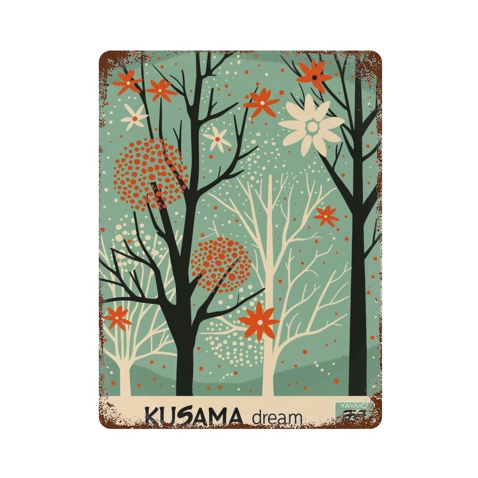 YHGERTKU Kusama’s Dream Forest 02 Wall Art Retro Iron Vintage Metal Tin Sign Poster Modern Decor for Living Rooms Gift 40x30cm
