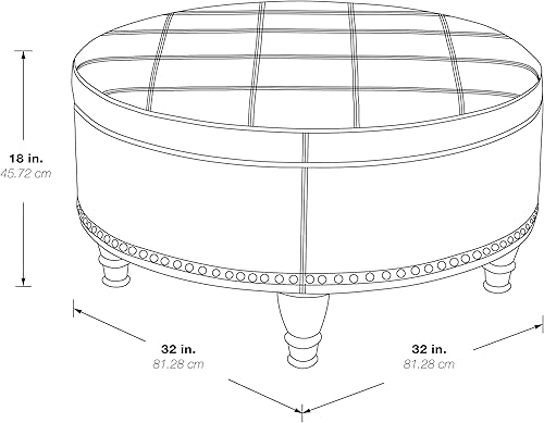 Miniatura 3 de INSPIRED by Bassett OSP Home Furnishings Augusta - Otomana redonda de almacenamiento con cabezas de clavos decorativas y tapa abatible con