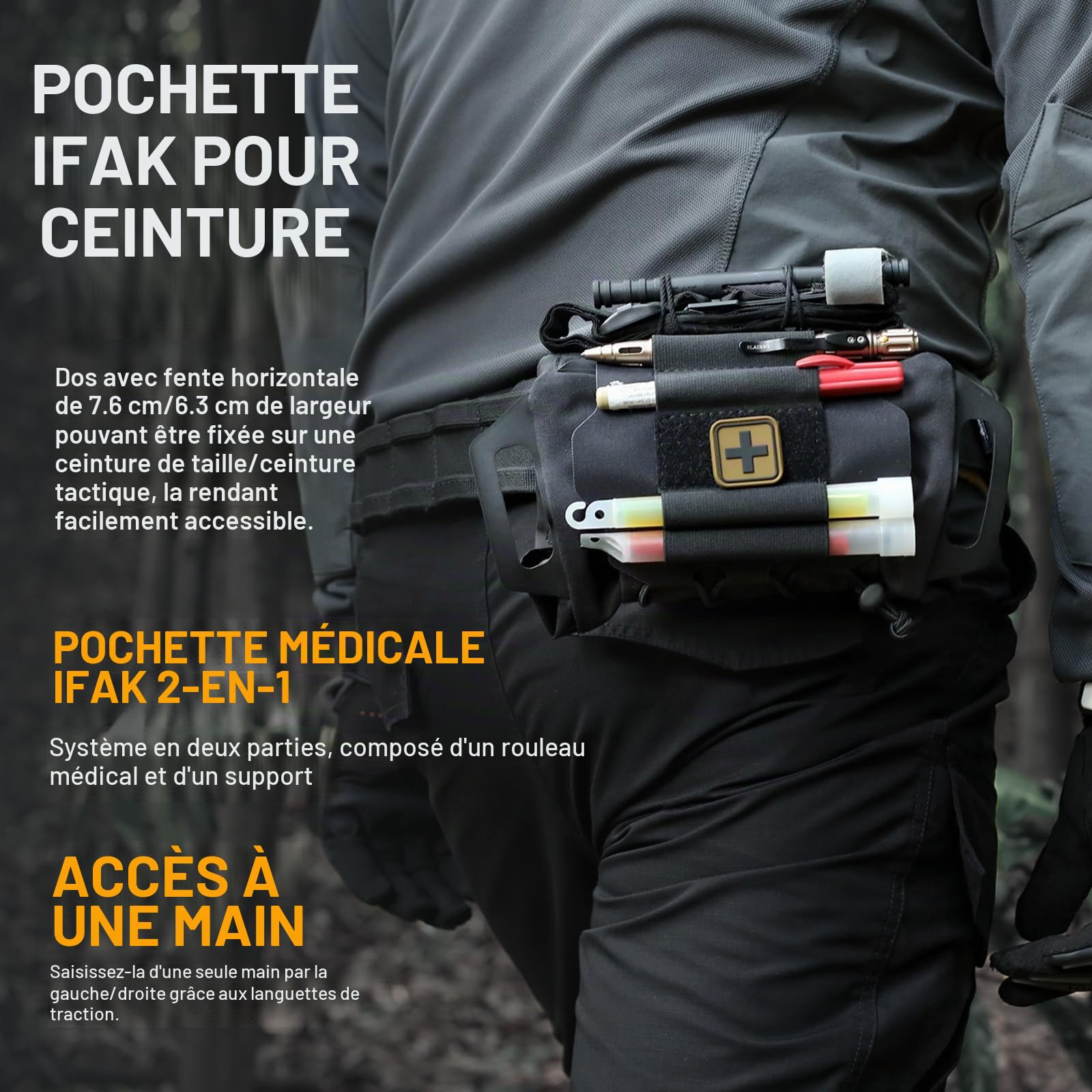 LIVANS Molle Medical IFAK Pochette de Premiers Secours Vide pour Ceinture de Service Micro IFAK Pochette de Ceinture Mini EMT Kit de traumatisme Sac de Transport Moyen Rouleau de Transport Hypalon