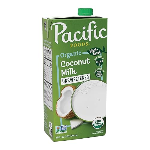 Pacific Foods Leche de coco, original sin azúcar, estable en estantes, a base de plantas, vegano, sin OMG, 32 onzas líquidas (paquete de 1)