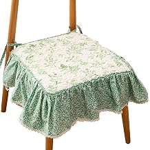 Chair Cushions for Dining Chairs Pack of 1/2/4/6,Soft Non-Slip Kitchen Chair Cushions,Soft 18x18 Printed Ruffles with Ties Super Cotton for Dining Green Seat CushionGreen,1 Pack