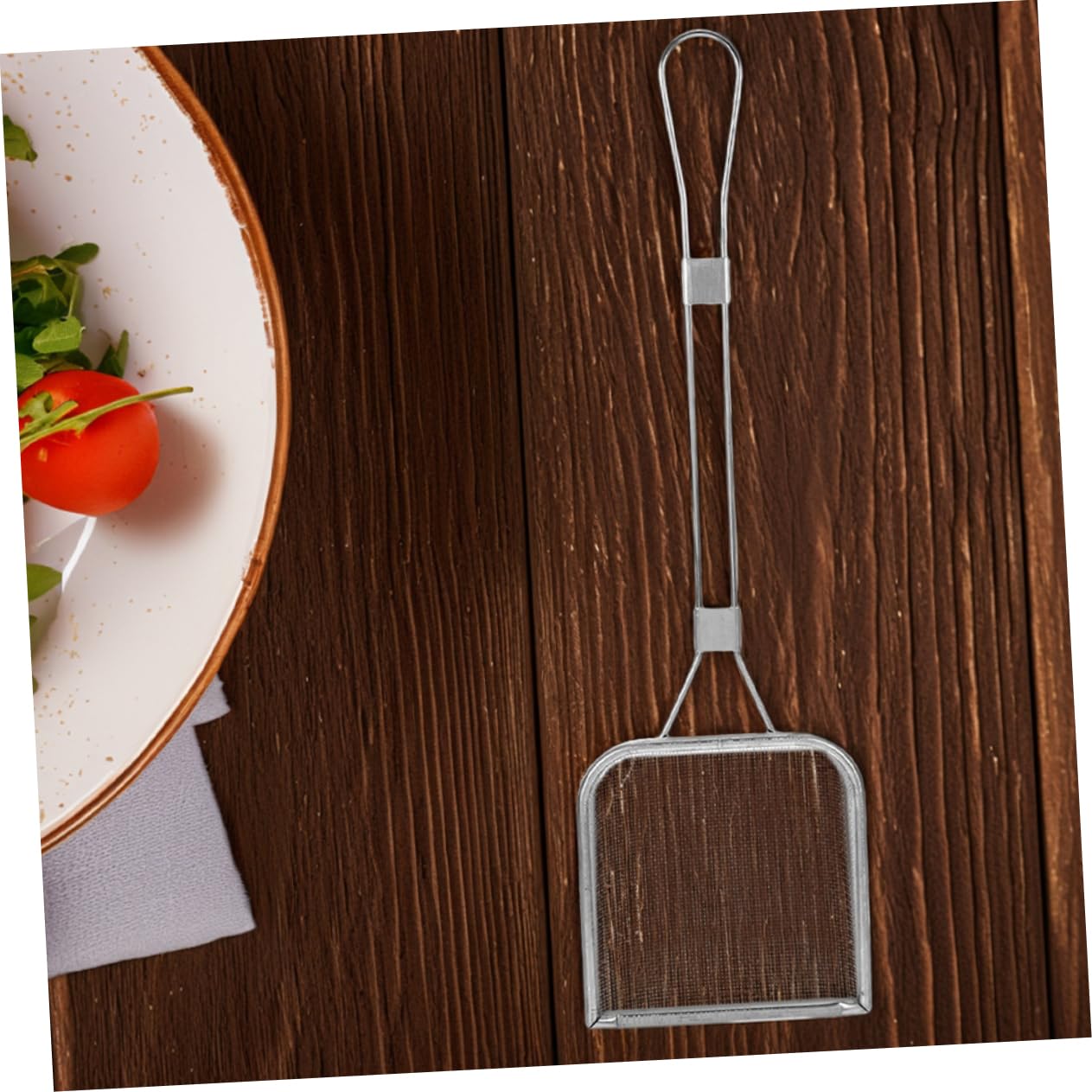 2 Pièces Cuillère Passoire Carrée Acier Inoxydable Écumoire à Huile Pour Friteuse Usage Cuisine Professionnel Maille Fine Résidu Friture Nourriture Poignée Filtre Pâtes Chaud