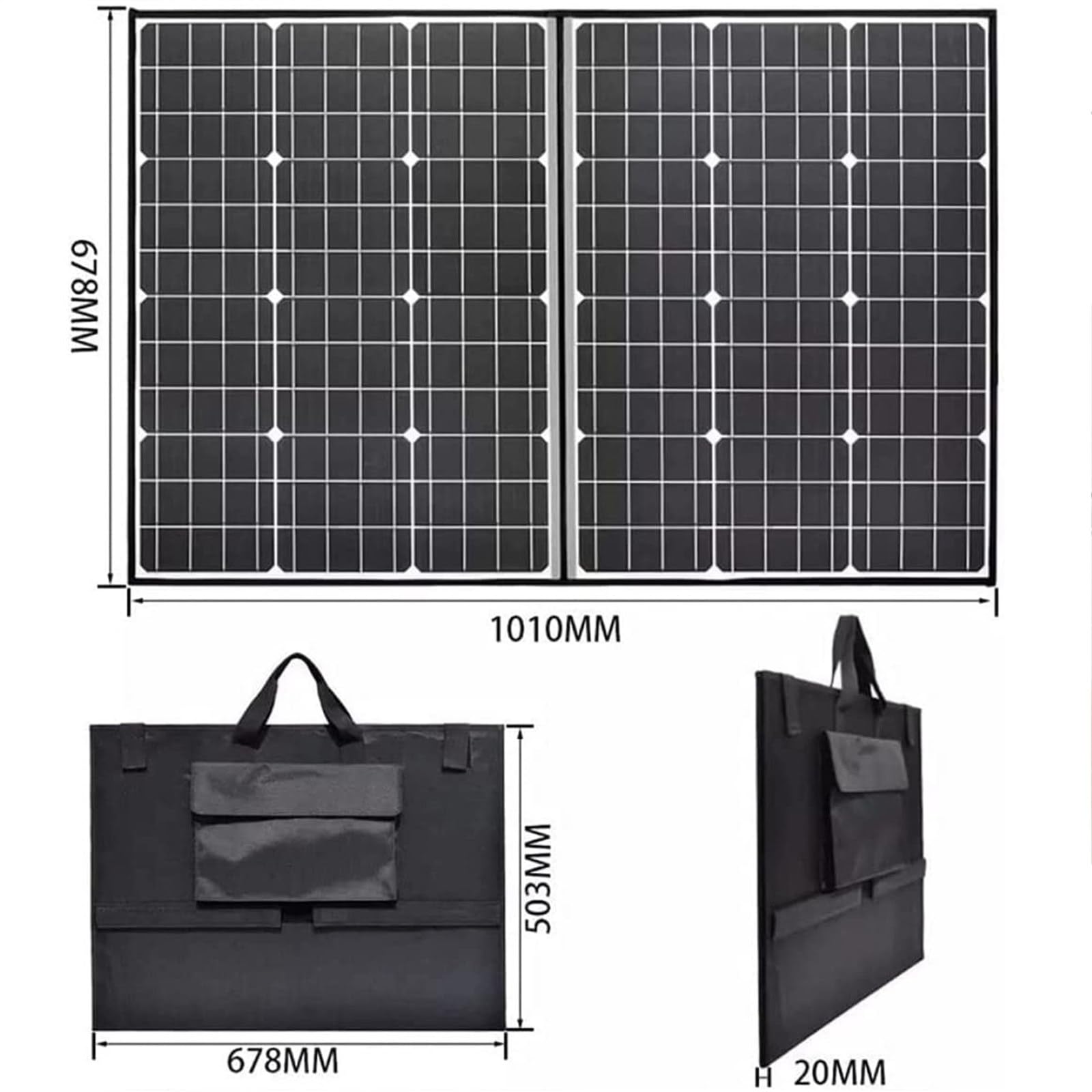 Kit Pannello Solare Portatile 200W 18V Modulo Flessibile Pieghevole ad Alta Efficienza Caricabatterie Fotovoltaico off Grid Controller, per Viaggi, Camper, Camper, Escursionismo, Laptop