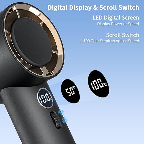 Miniatura 5 de Ventilador de mano, ventilador personal portátil con 1-100 velocidades ajustables, 5000 mAh 15 horas de tiempo de trabajo máximo recargable para