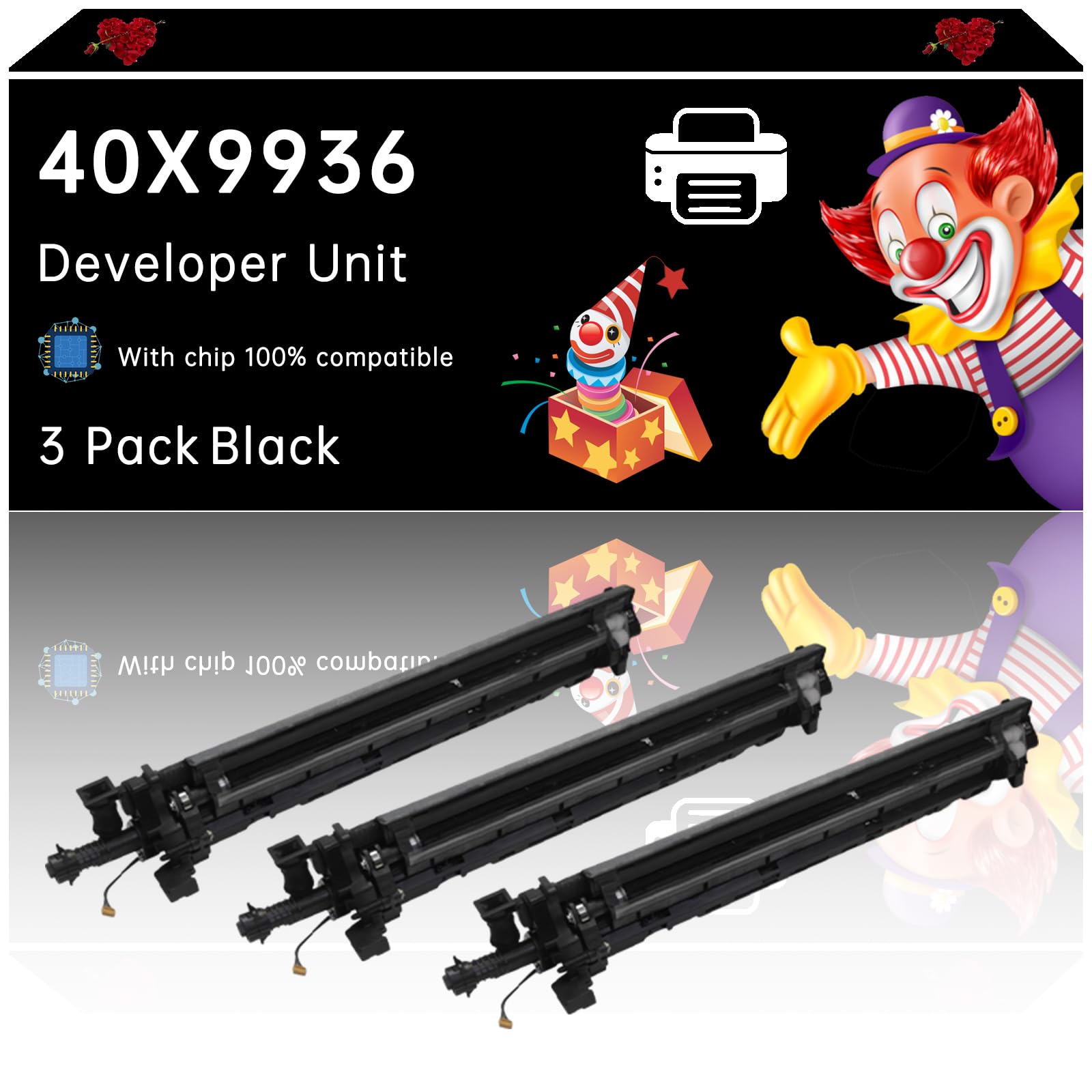 40X9936 Developer Unit Compatible with Lexmark MS911de MX910de MX911dte MX912dxe XM9155 XM9165 Printers, Enhanced Durability, Ideal for High-Volume Printing (3 Pack Black)