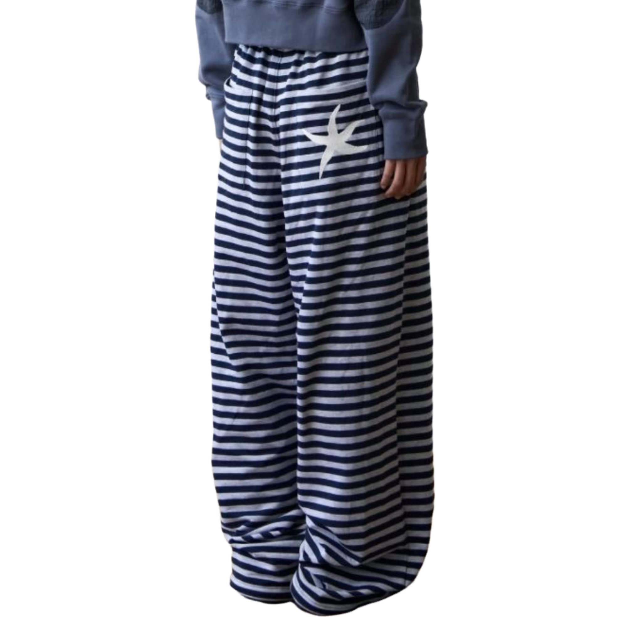 Striped Wide Leg Sweatpants Women Teen Girls 2000s Streetwear Y2k Grunge Emo Drawstring Baggy Lounge Pants