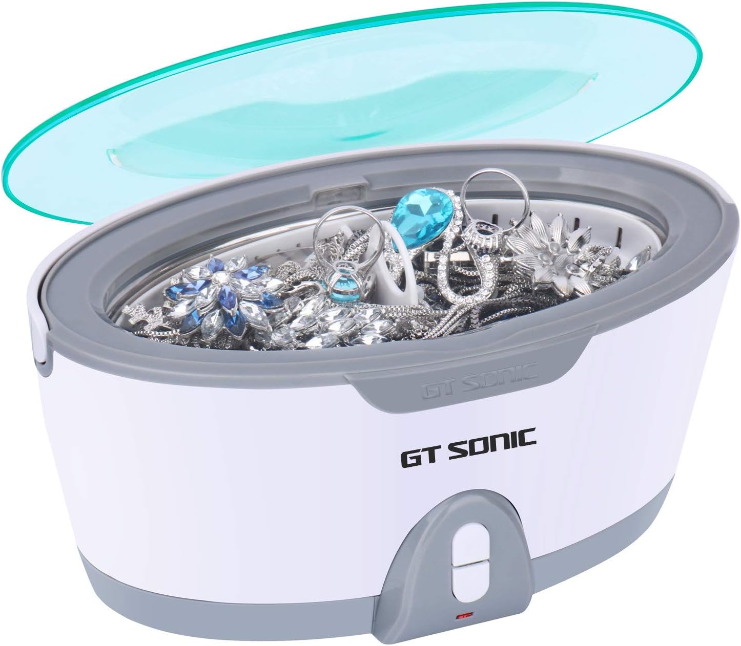 Ultrasonic Cleaner,Detachable Ultrasonic Dental Cleaner with Special Denture Tray&Handle,40kHz Ultrasonic Jewelry Cleaner with 5min Auto Shut-Off for Necklaces Rings Glasses Watches