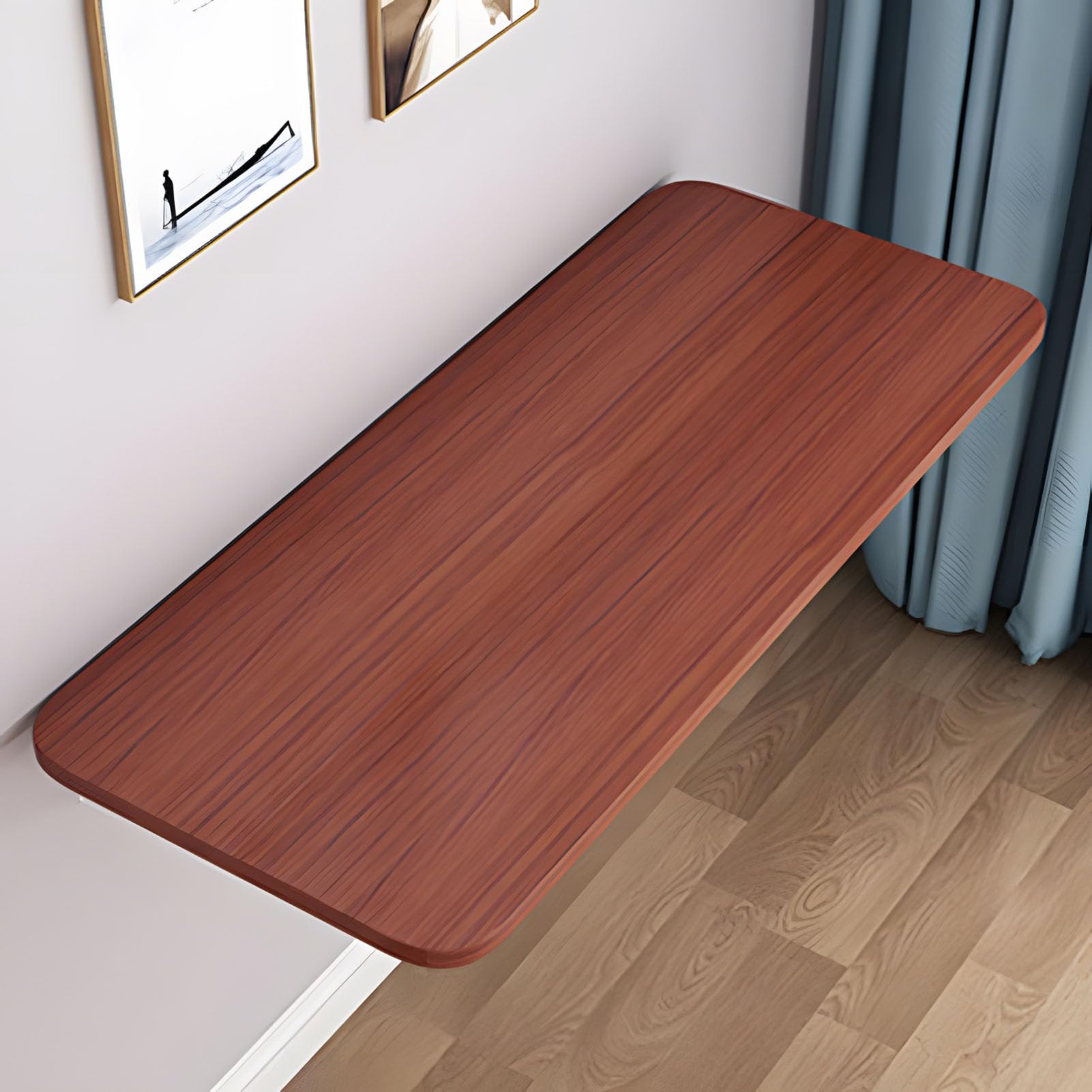 LWJSOCP Foldable Wall Desk - Space-Saving Study & Dining Table, Versatile Hanging Computer Desk, Teak Color, 90x50cm - Perfect for Bedroom & Living Room