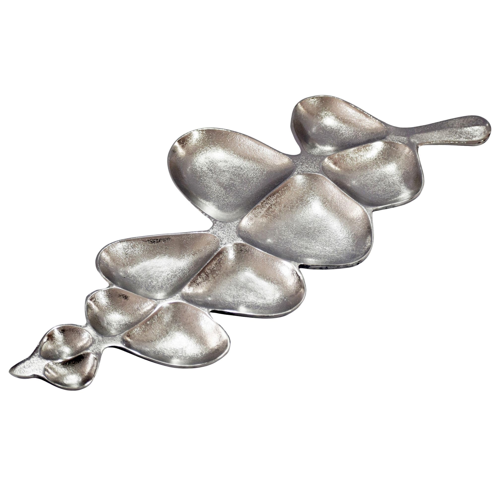 WOHNLING Misa Dekoracyjny Kształt Liścia 60,5x17,5x3 cm Aluminium Srebrna