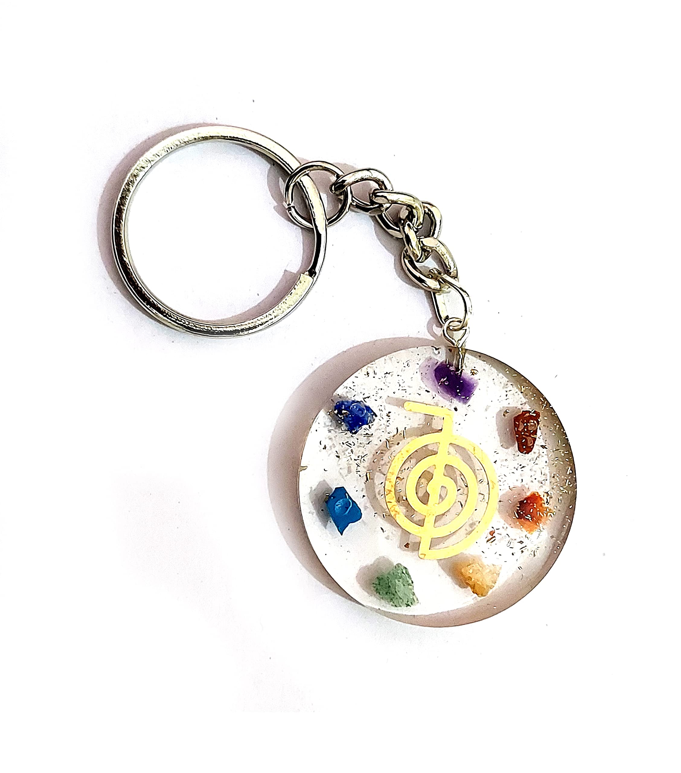 astroghar Chakra Crystal Chips Cho Ku Rei Symbol Orgone key Chain key Ring-picture-32