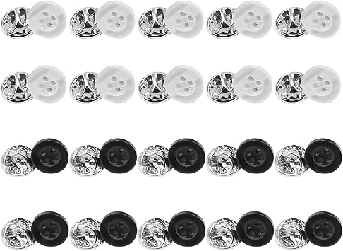 20 Sets 11.5mm Quick and Easy No Sew Buttons for Women, Detachable Reusable White Shirt Button Pins, Instant 4-Hole Blouse Replacement Clothing Fix Fasteners