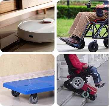 Rubber Threshold Ramps,Self-Adhesive Wheelchair Ramp,Non-Slip Floor Transition Strip,Cuttable Door Edging Trim Ramps for Doorways,Sweeper,Power Scooters,Stroller,Robot Vacuum,1cm(H) x1m(L),Black