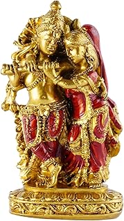 Radha Krishna Resin Statue - Elegant Black & Golden Handmade Figurine with Elephant, Perfect for Home & Car Decor, Indoor/Outdoor Use, Ideal Gift for Parents and Friends