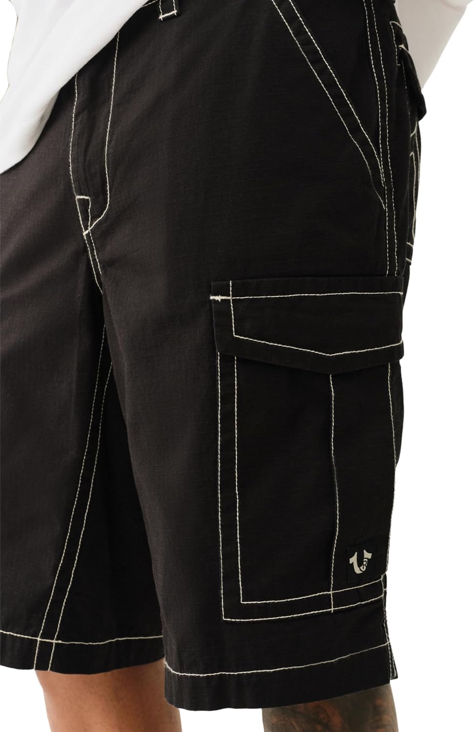 True Religion Men's Relaxed Sn Cargo Flap Short | Cargo Shorts with Flap Pockets