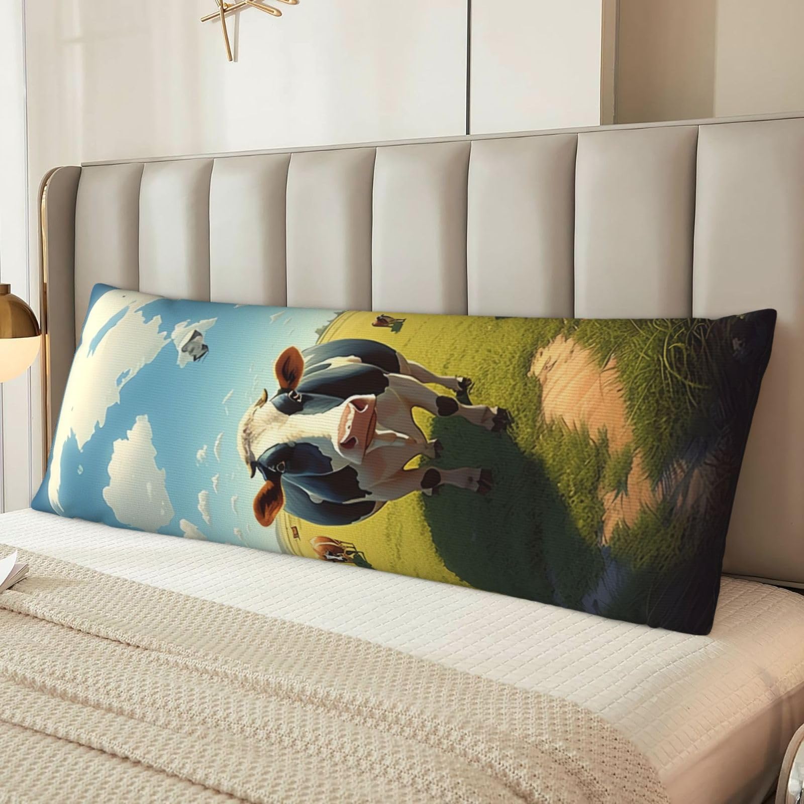 Fisheye Lens Cow Body Pillow Cover with Hidden Zipper 54"X20",Ultra Soft Microfiber Long Pillow Case Decorative Bedding Pillowcase Cushion Cover Cases for Bedroom Couch Sofa,Home Gifts