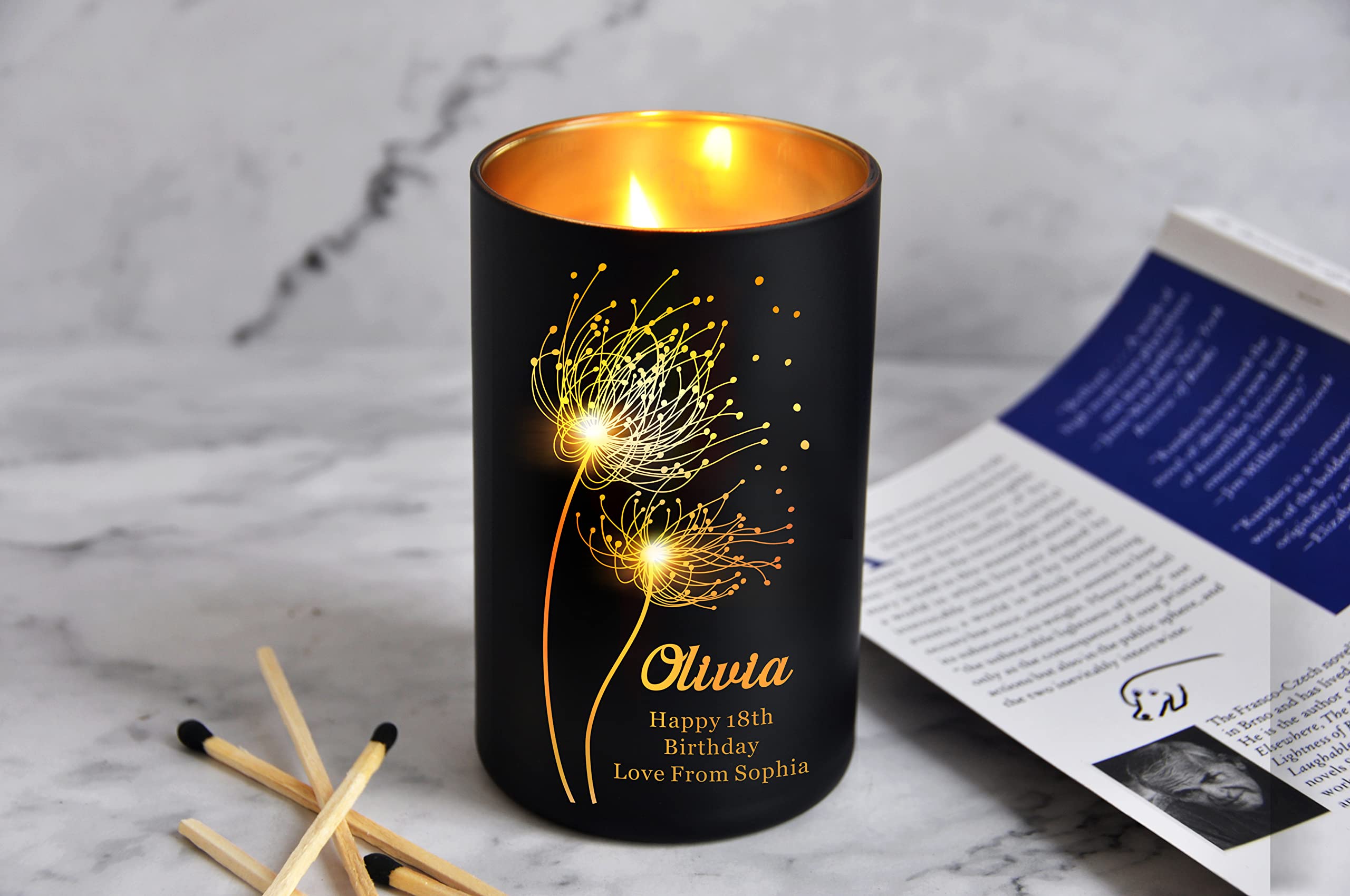 Personalised Rose English Pear Amber Freesia Scented Candles for Home Scented Gifts for Women Girlfriend with Any Text on Birthday Christmas Anniversary Valentines Day Up to 40 H(Design1)