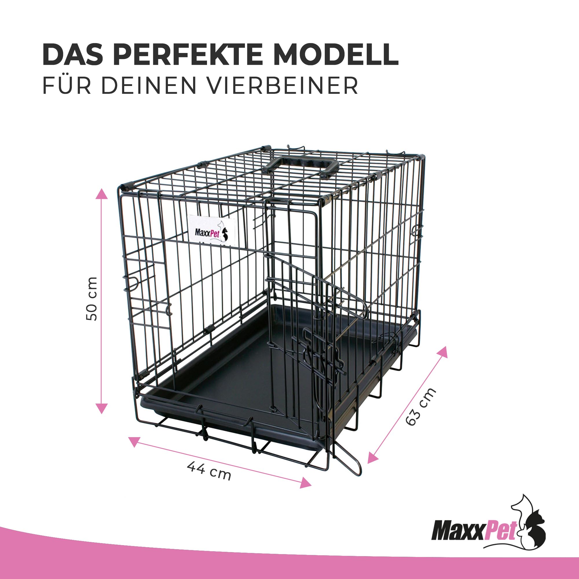 MaxxPet jaula para perros plegable - Jaula de viaje - Jaula para el coche - Jaula de transporte para perros - 63x44x50cm