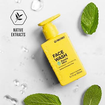 TOOLETRIES Hydrating Mens Face Wash - Aussie Mint Scent - Sulphate Free, Paraben Free - Moisturising with Peppermint & Avocado Oil - Naturally Foaming, Deep Cleansing - 150ml