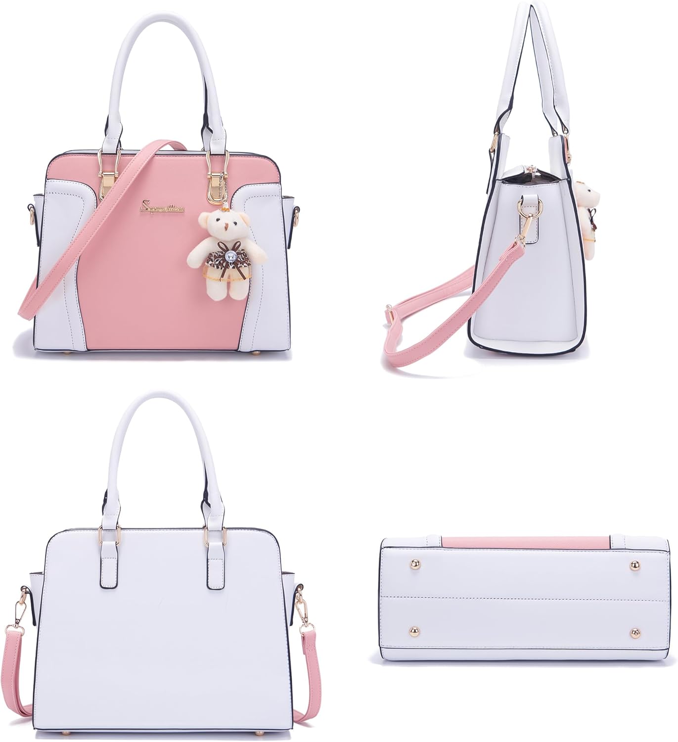 Soperwillton Purses for Women Crossbody Shoulder Handbags Top Handle Satchel Tote Bag Wallet Set 3pcs