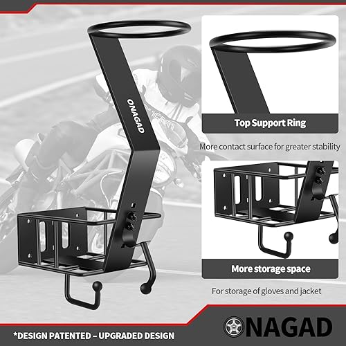 Miniatura 3 de Estante de Pared para Casco de Motocicleta con Bandeja para Guantes, Soporte de Exhibición y Almacenamiento para Casco de Moto y Bicicleta,