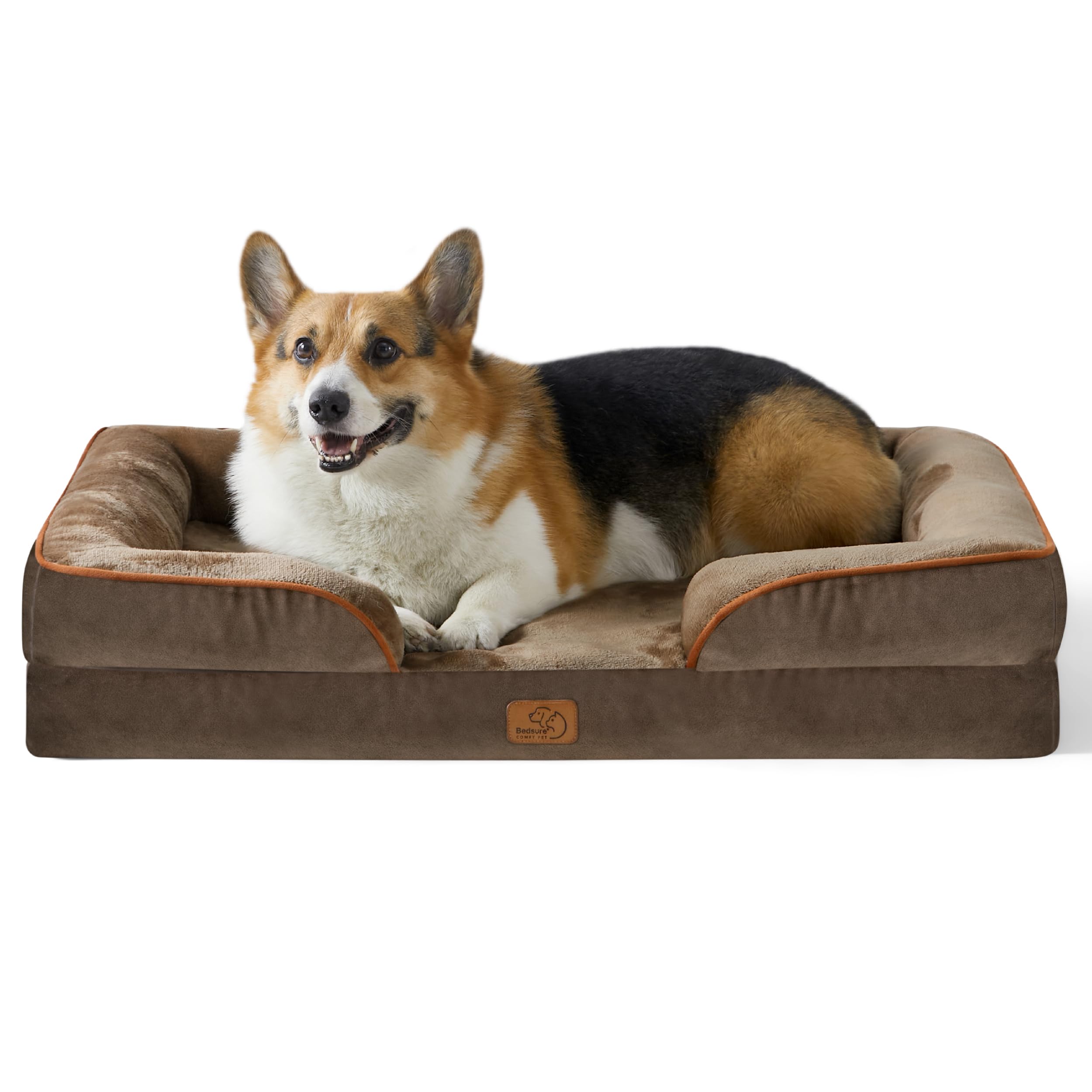 Bedsure Orthopedic Dog Beds Large Sized Dog - Washable Large Dog Cat Bed Waterproof, Comfort Dogs Couch Sofa with Washable Removable Cover, Pet Bed with Nonskid Bottom, Brown, 35"